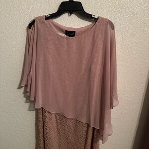 Connected Apparel Mauve Asymmetrical Lace Dress